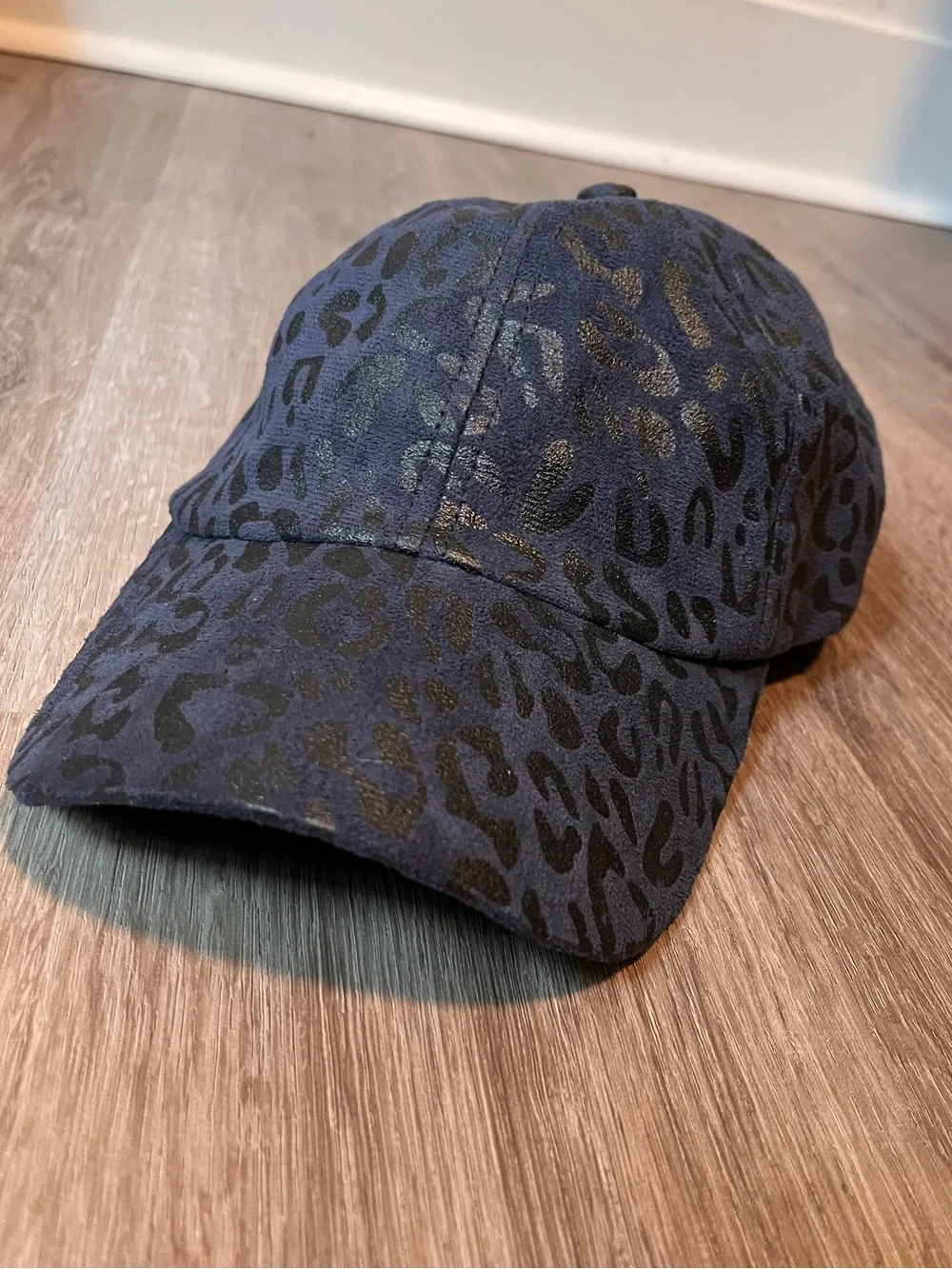 Anthropologie Black and Navy Leopard Print Baseball Cap